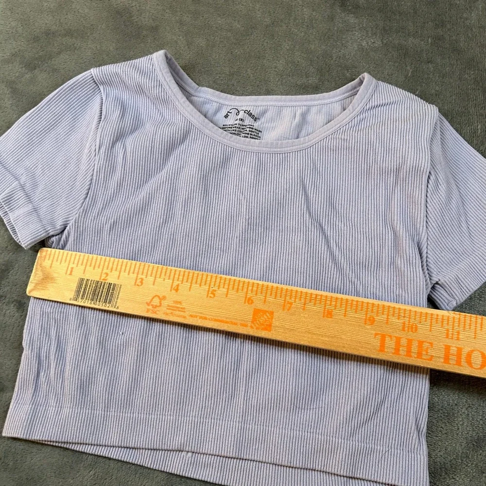 Art Class Girls‎ Purple Ribbed Knit Crop Top Short Sleeve Shirt Size Medium (8)